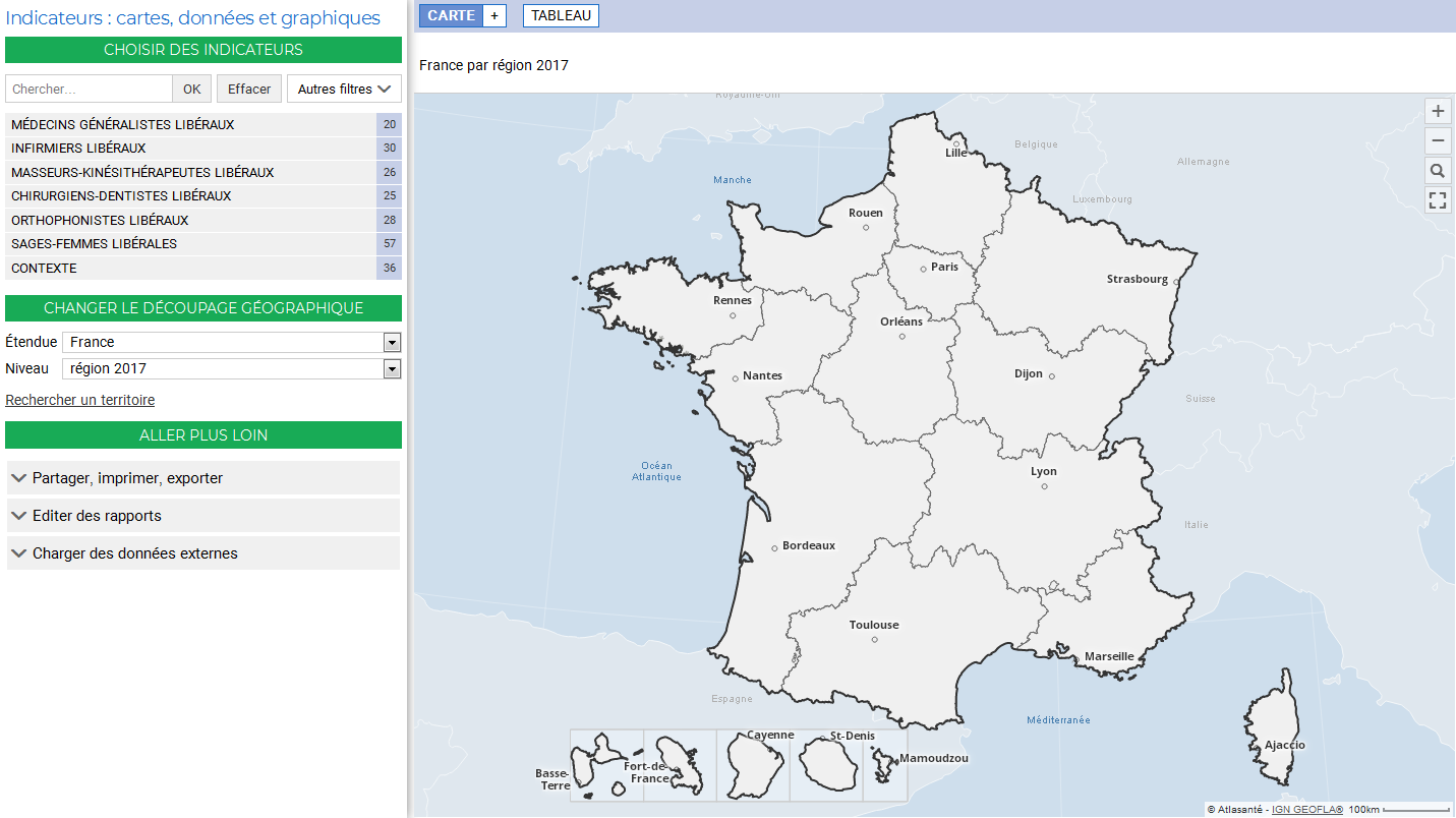 Capture d'écran du site internet Cartosanté